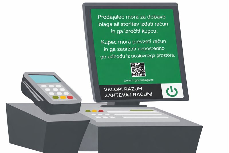 Davčna blagajna in nalepka